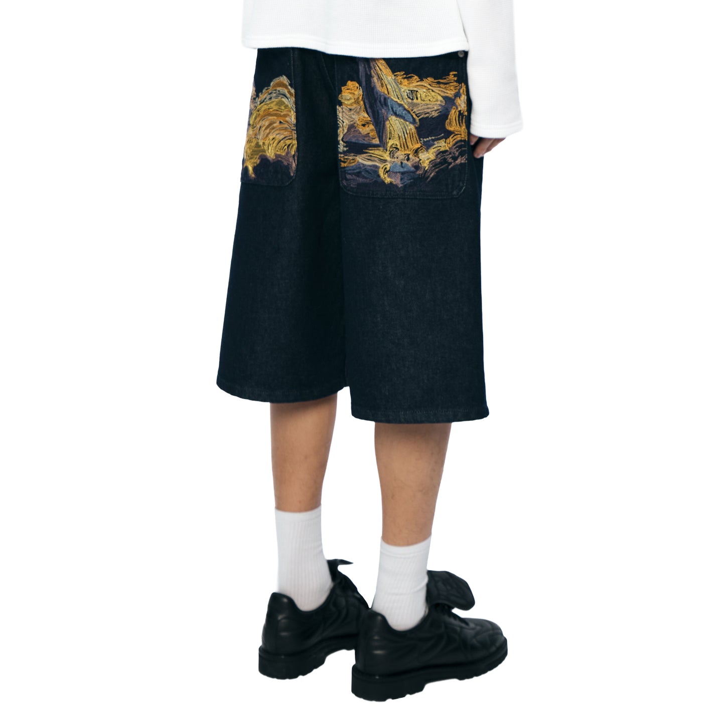 "whales v2" Jorts dark indigo