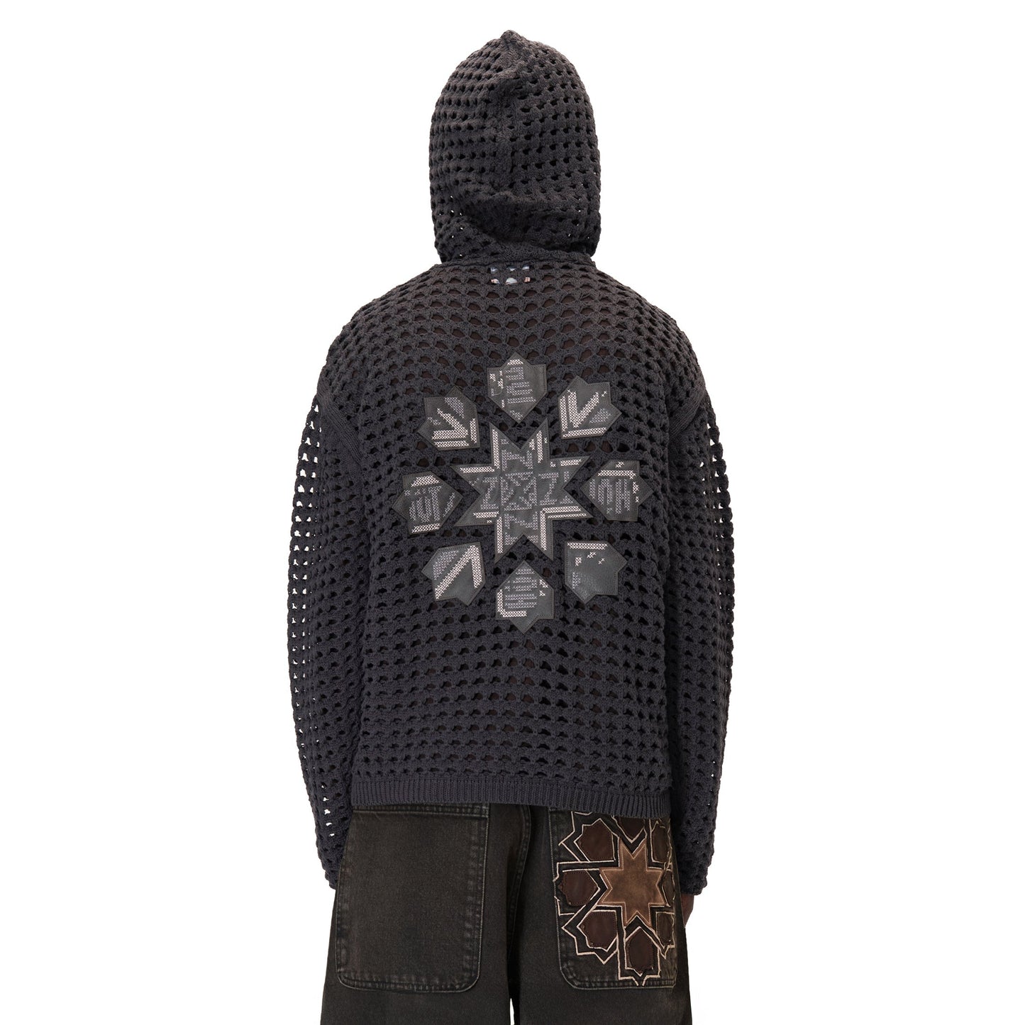 "aziza" crochet zip up anthracite