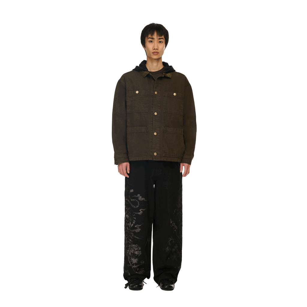 "yakuza" brown washed denim Jacket