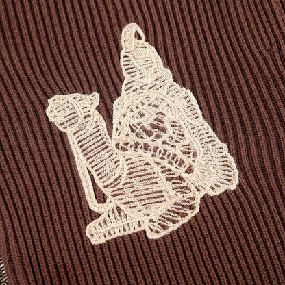 "yasmin v3" Zip Up knit brown