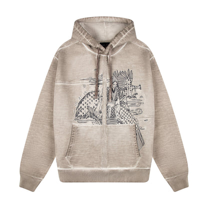 "sashiko v2" Hoodie light grey