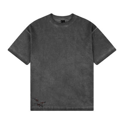 "lotus" T shirt oil washed anthracite