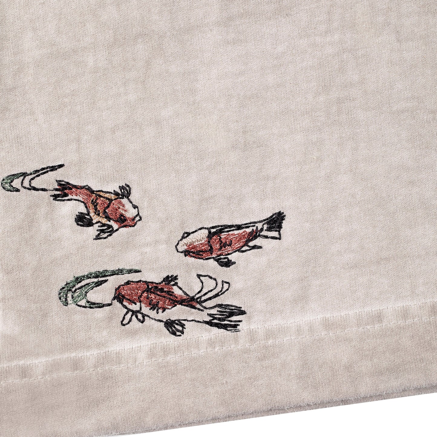 "lotus" T shirt oil washed light grey