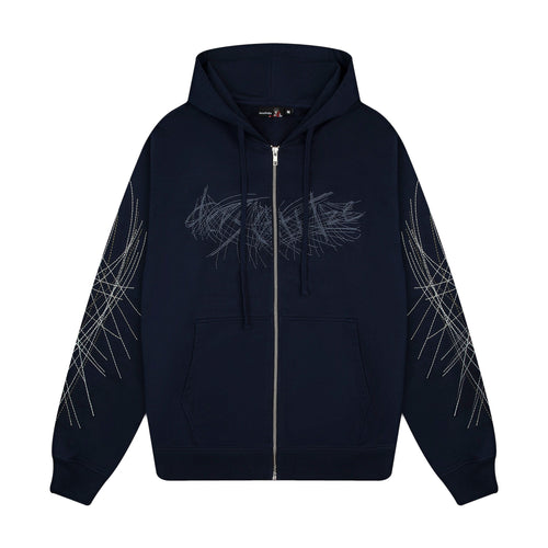 "sashiko" Zip Up navy