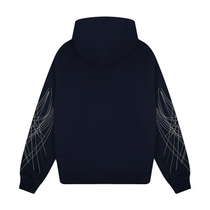 "sashiko" Zip Up navy