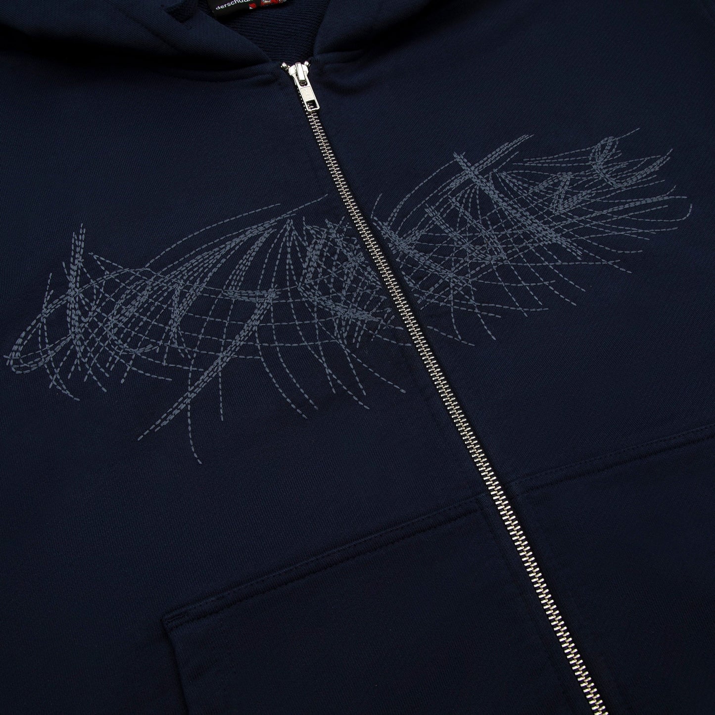 "sashiko" Zip Up navy