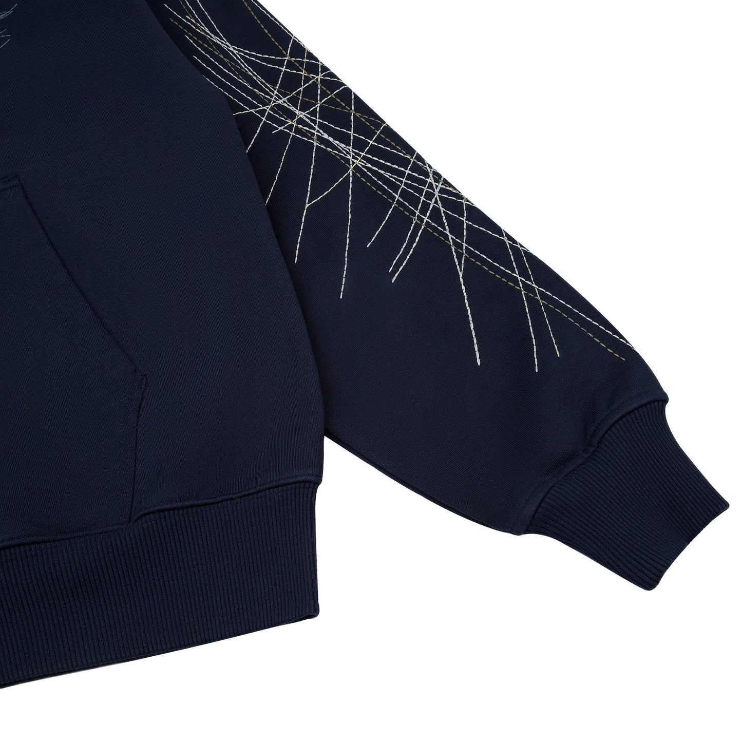 "sashiko" Zip Up navy