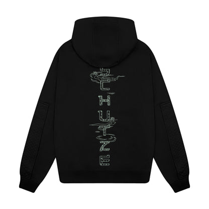 "sashiko" Hoodie black