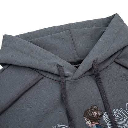 "sashiko" Hoodie grey