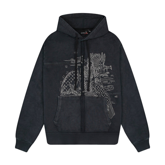 "sashiko" Hoodie anthracite