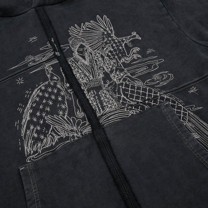 "sashiko" Hoodie anthracite