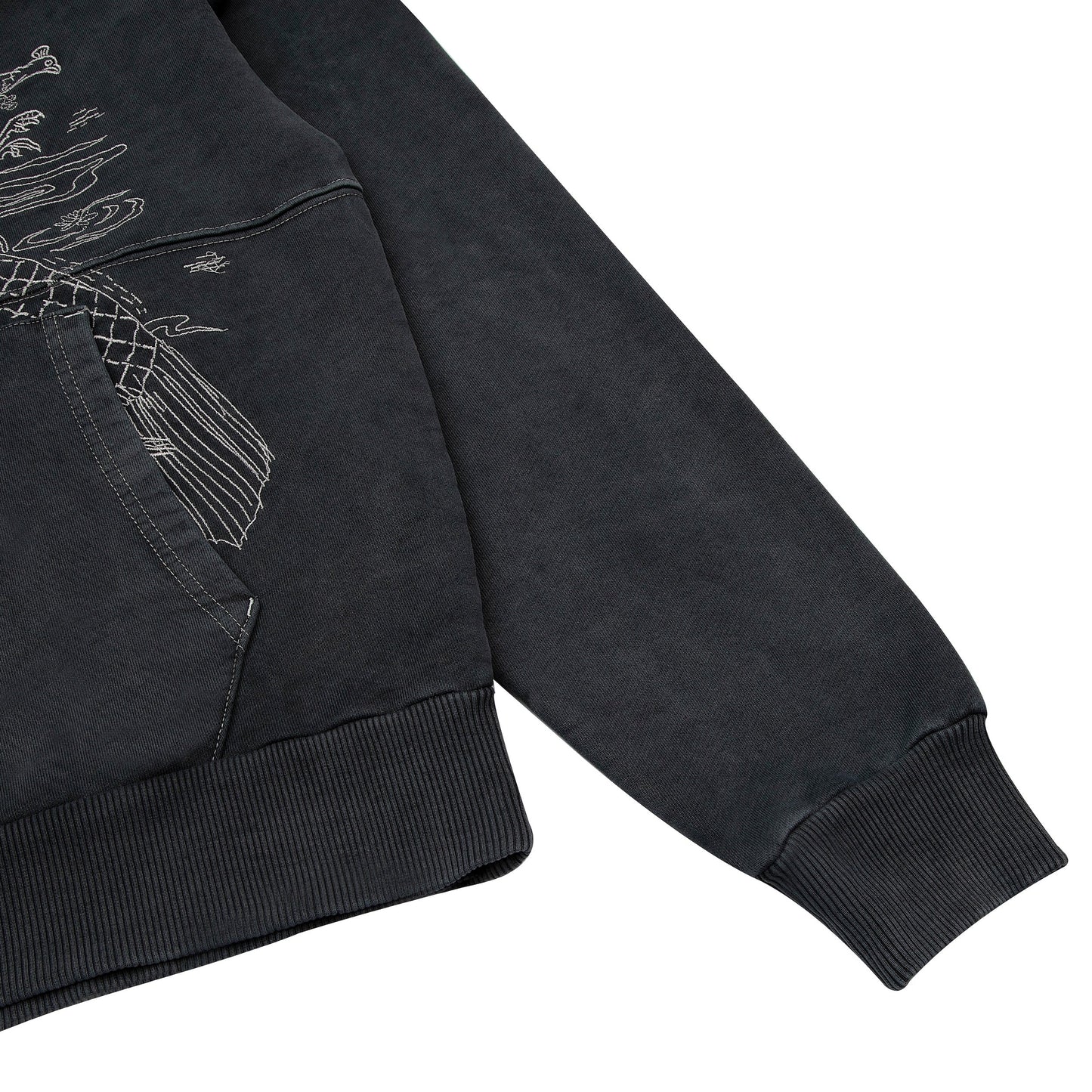 "sashiko" Hoodie anthracite