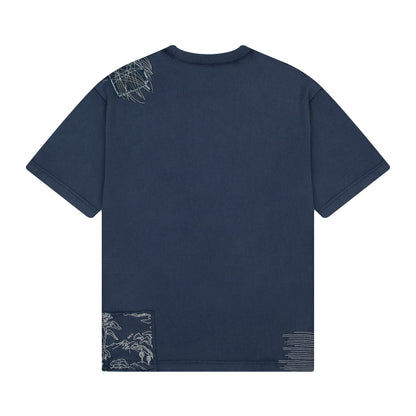 "sashiko" T Shirt navy