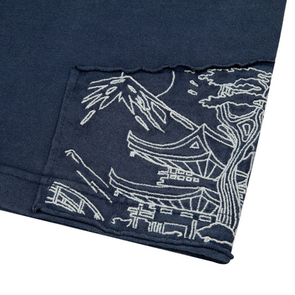"sashiko" T Shirt navy