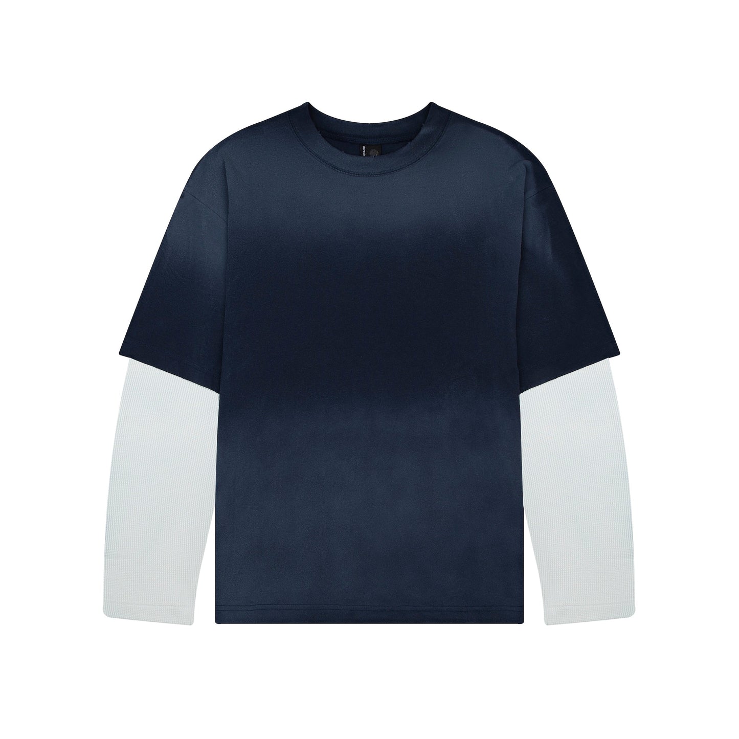 "sashiko" layered long sleeve navy