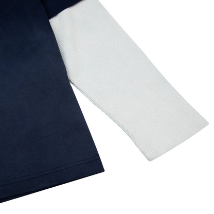 "sashiko" layered long sleeve navy