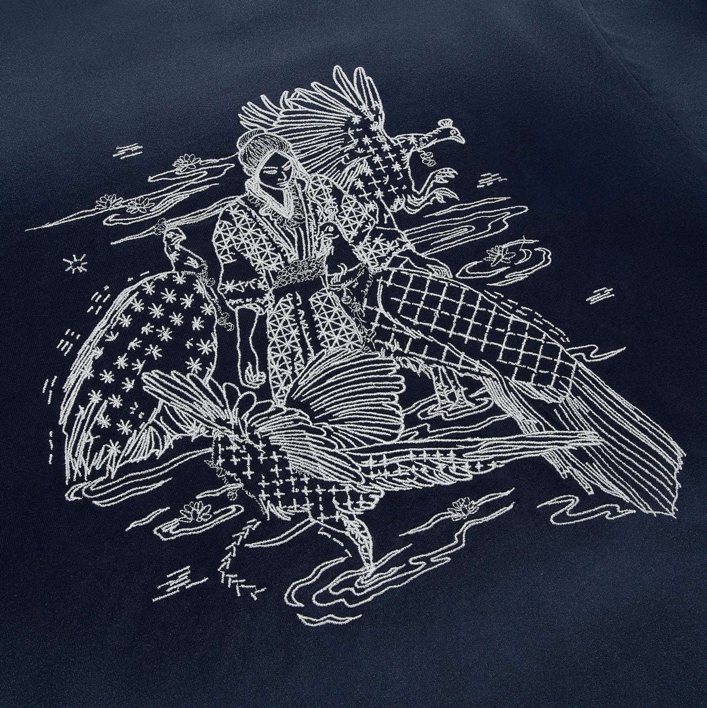 "sashiko" layered long sleeve navy