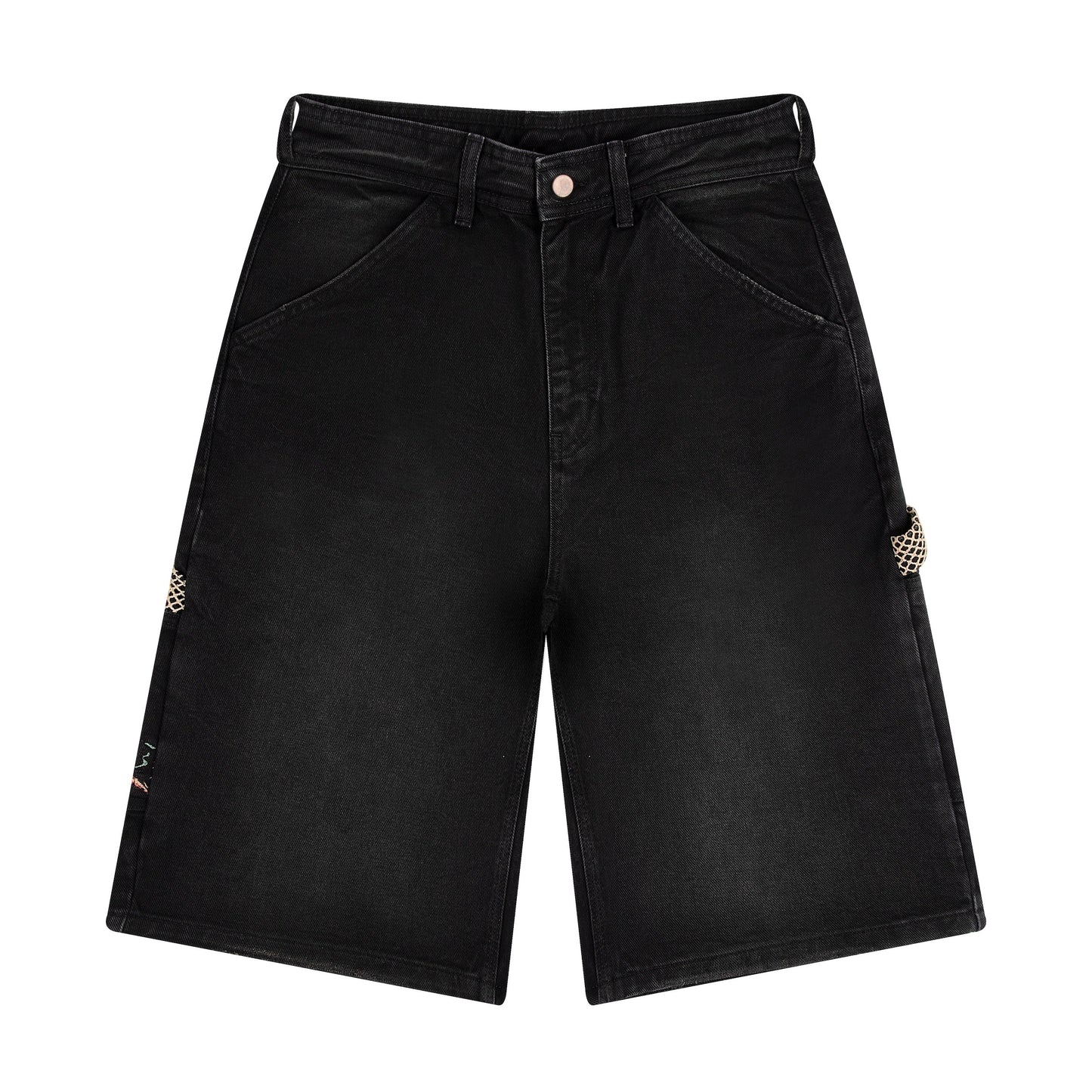 "lotus" Jorts black fishnet