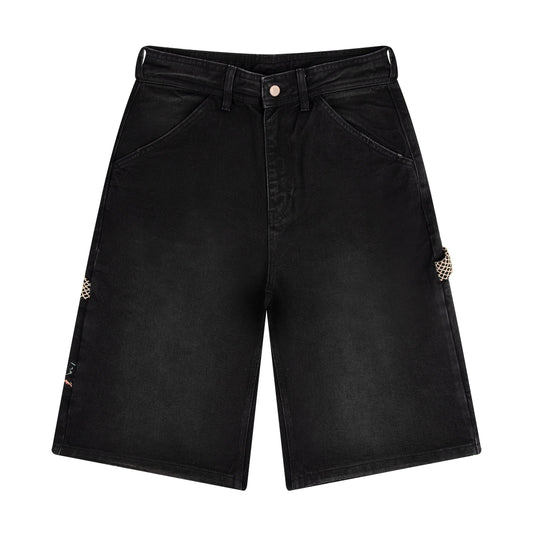 "lotus" Jorts black fishnet