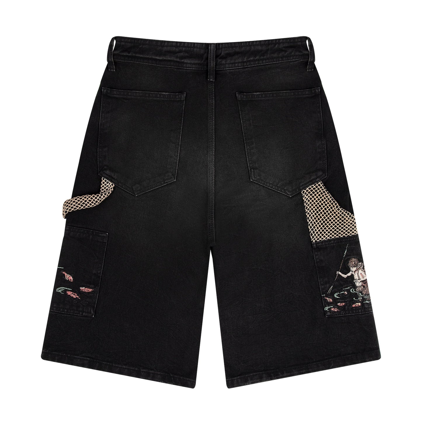 "lotus" Jorts black fishnet