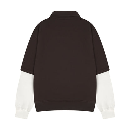 "gallery" layered Polo Sweatshirt dark brown