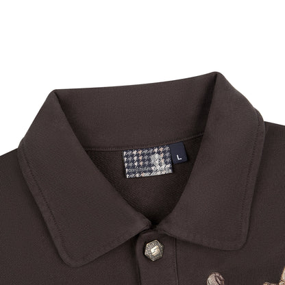 "gallery" layered Polo Sweatshirt dark brown