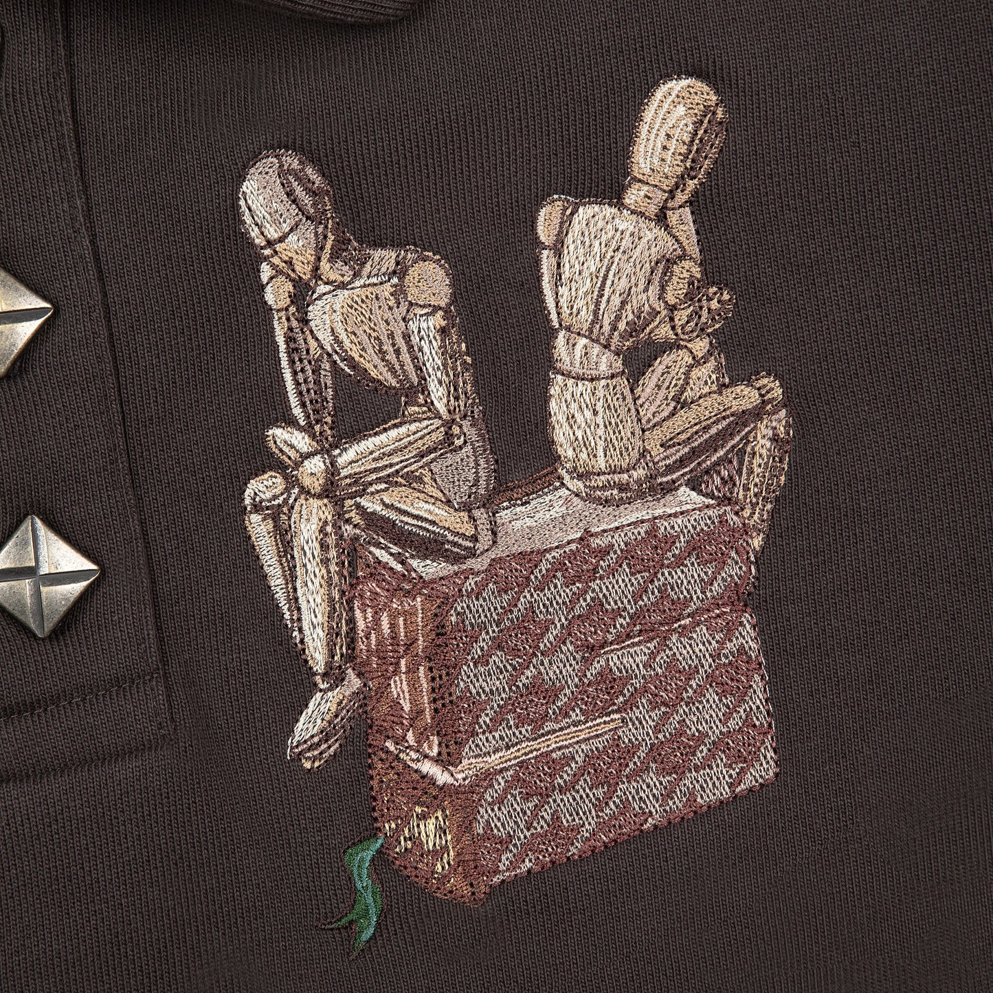 "gallery" layered Polo Sweatshirt dark brown