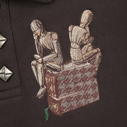 "gallery" layered Polo Sweatshirt dark brown