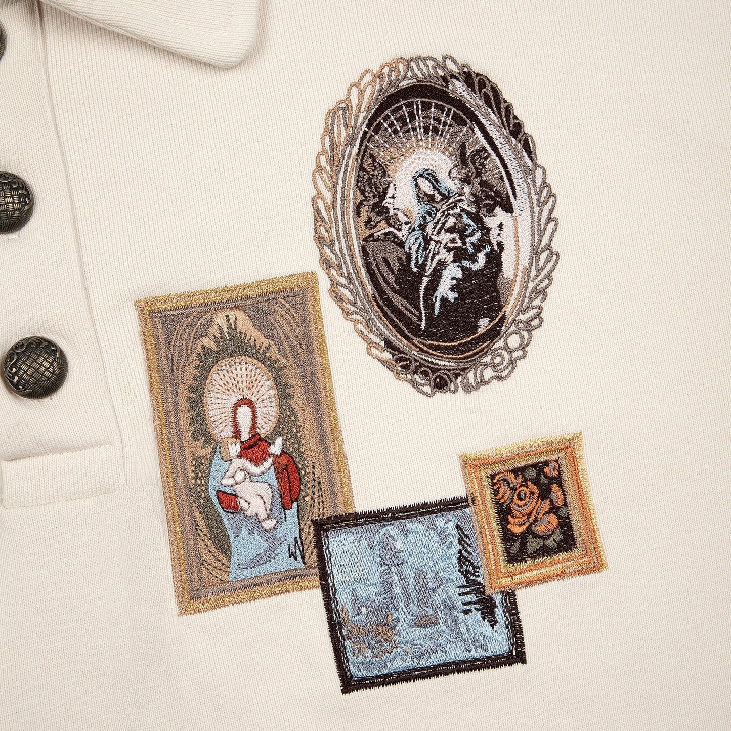 "gallery" layered Polo Sweatshirt creme