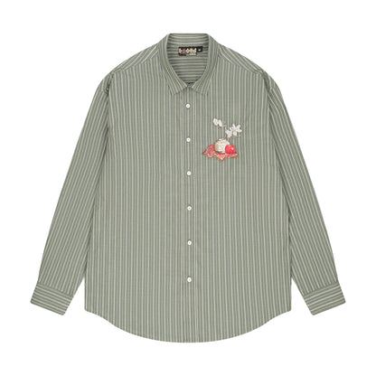 "garden of eden" green-white striped Shirt