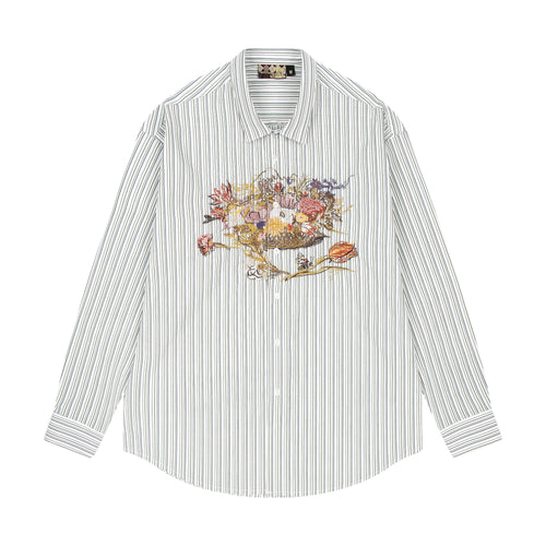 "garden of eden" white-green striped Shirt