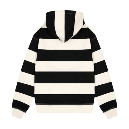 "on air" ecru-navy striped Hoodie