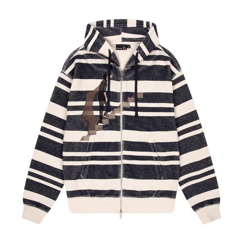 "on air" striped Zip Up