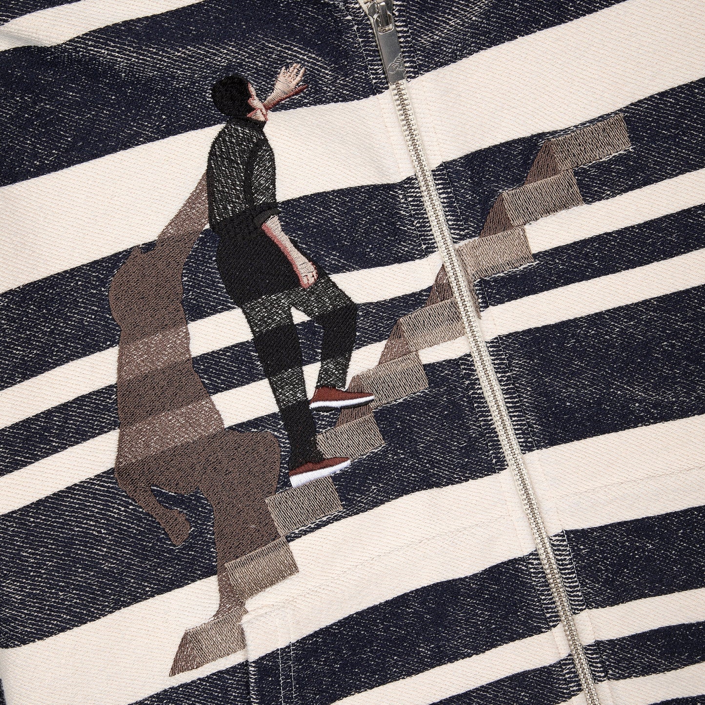 "on air" striped Zip Up