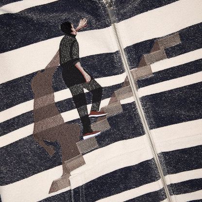 "on air" striped Zip Up