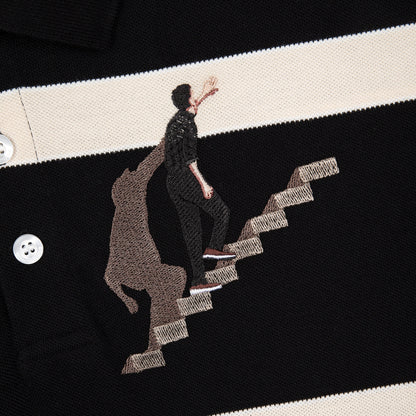 "on air" striped Polo T Shirt