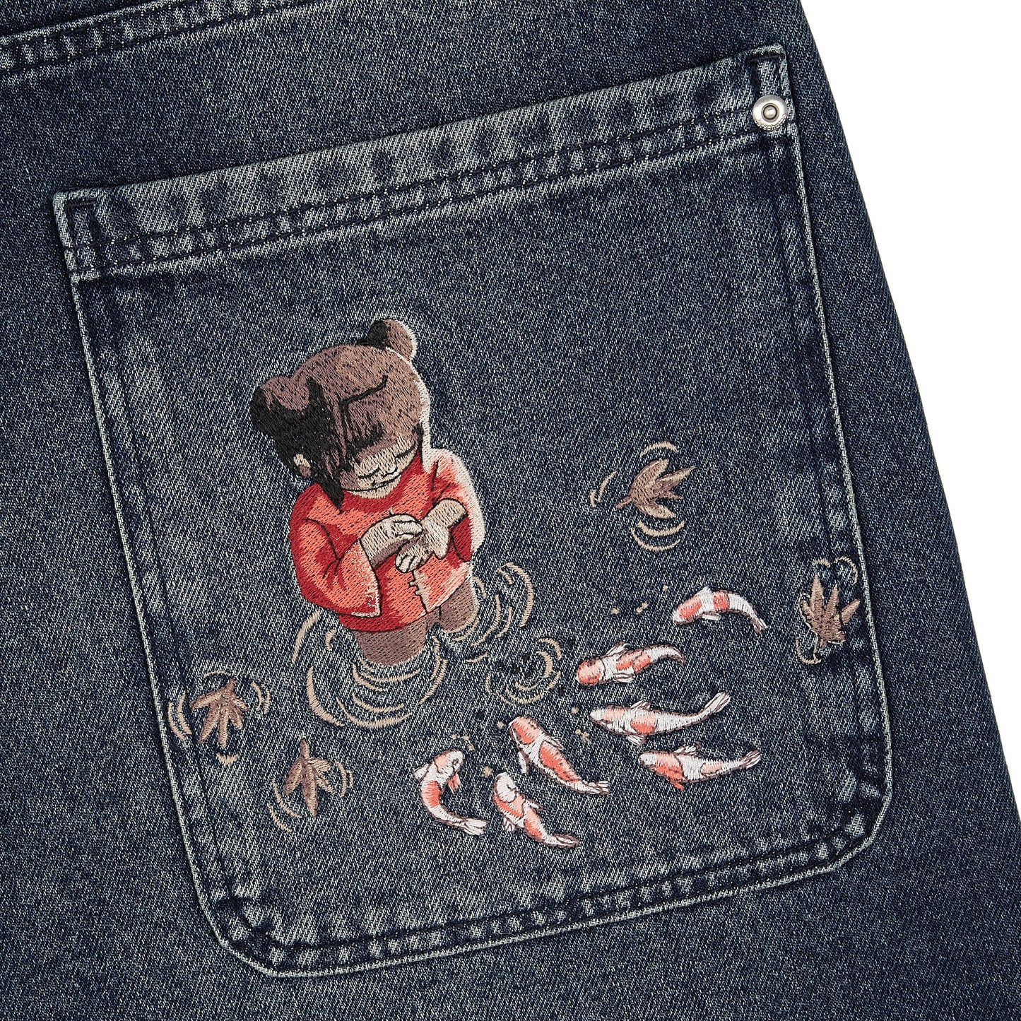 "koi fish v2" Jorts washed indigo