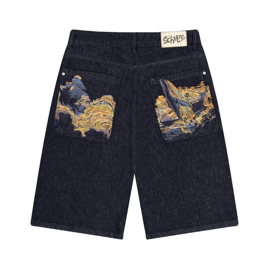 "whales v2" Jorts dark indigo