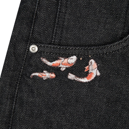 "koi fish v2" Jorts raw black