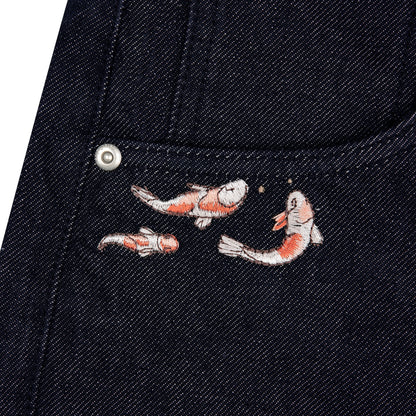 "koi fish v2" Jorts raw indigo