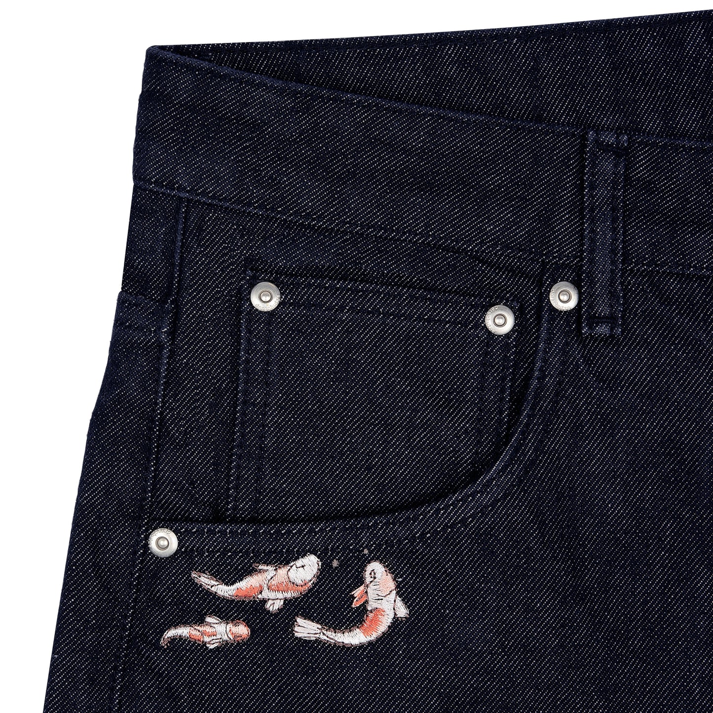 "koi fish v2" Jorts raw indigo