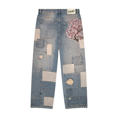 "blossom v2" patchwork Denim light blue