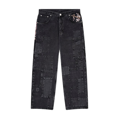 "blossom v2" patchwork Denim black