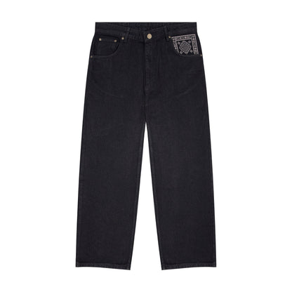 "aziza" red tinted Denim