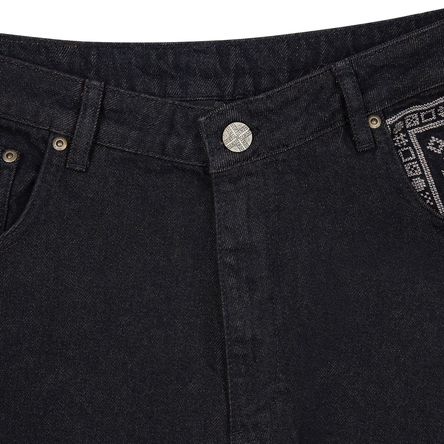 "aziza" red tinted Denim