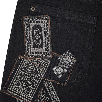 "aziza" red tinted Denim