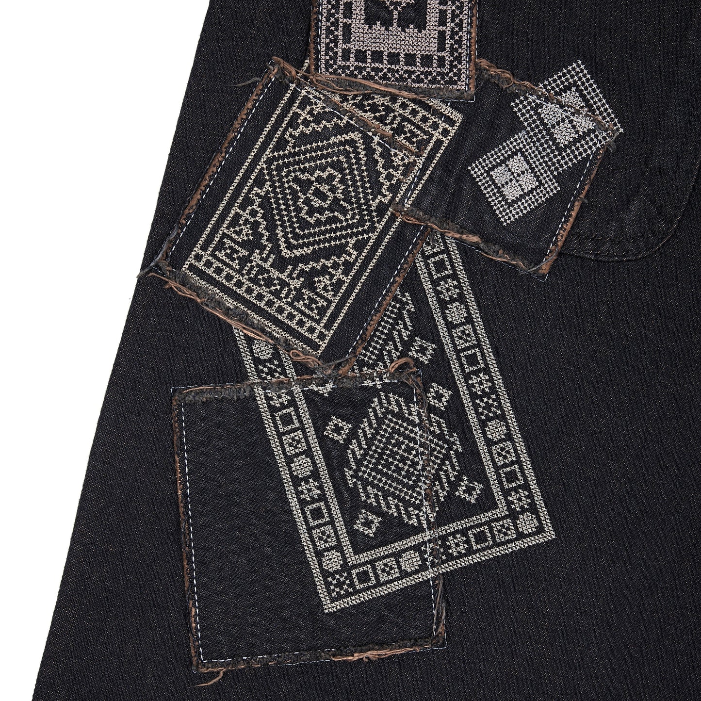 "aziza" red tinted Denim