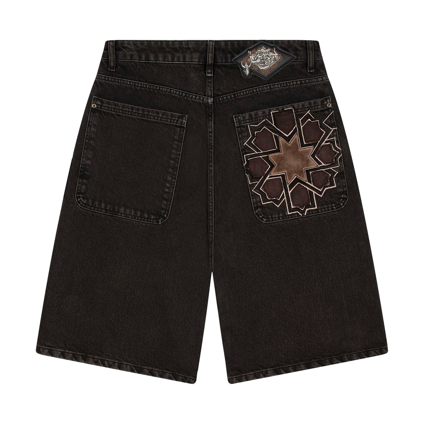 "aziza" brown washed Jorts