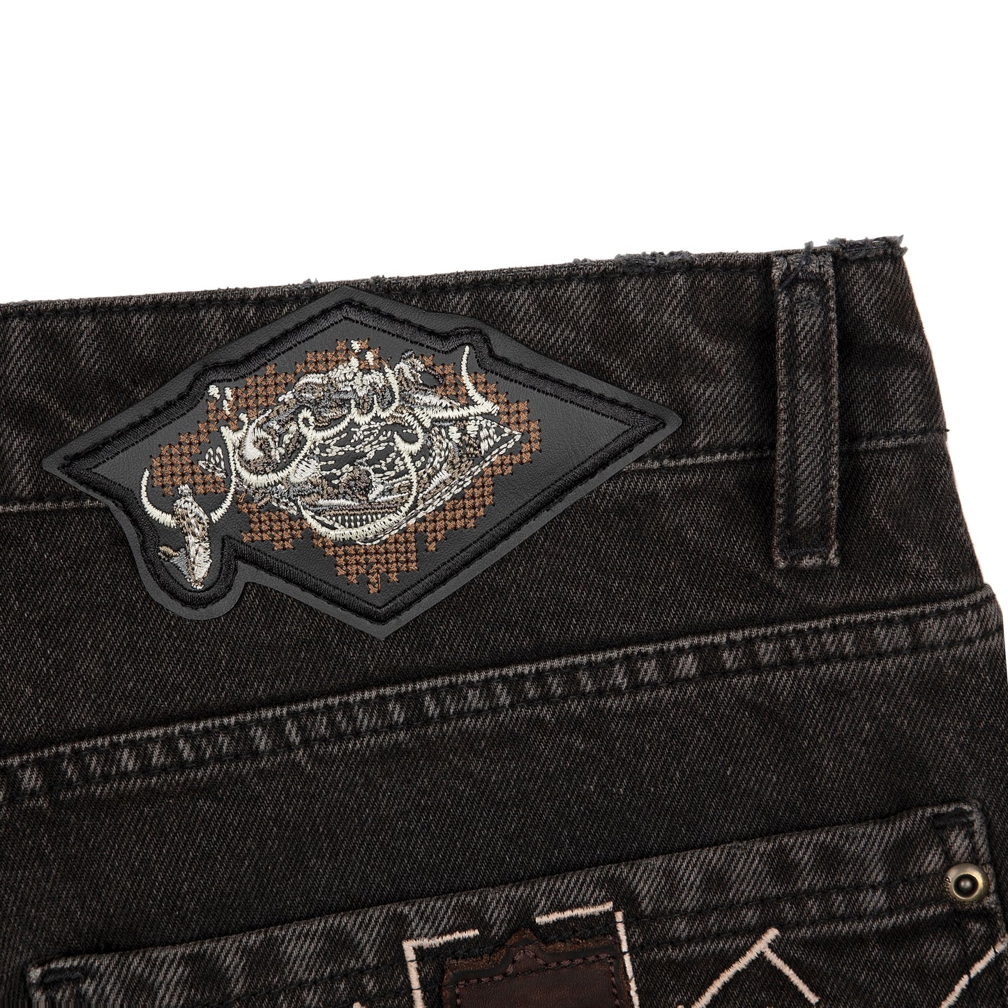 "aziza" brown washed Jorts