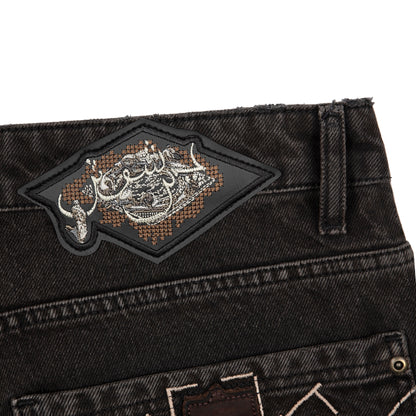 "aziza" brown washed Jorts